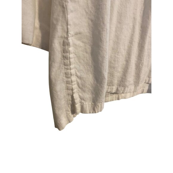 Old Navy Women’s Popover Shirt L White Preppy Casual Linen Blend Top Hi Low Hem - Picture 11 of 16